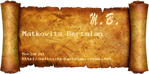 Matkovits Bertalan névjegykártya